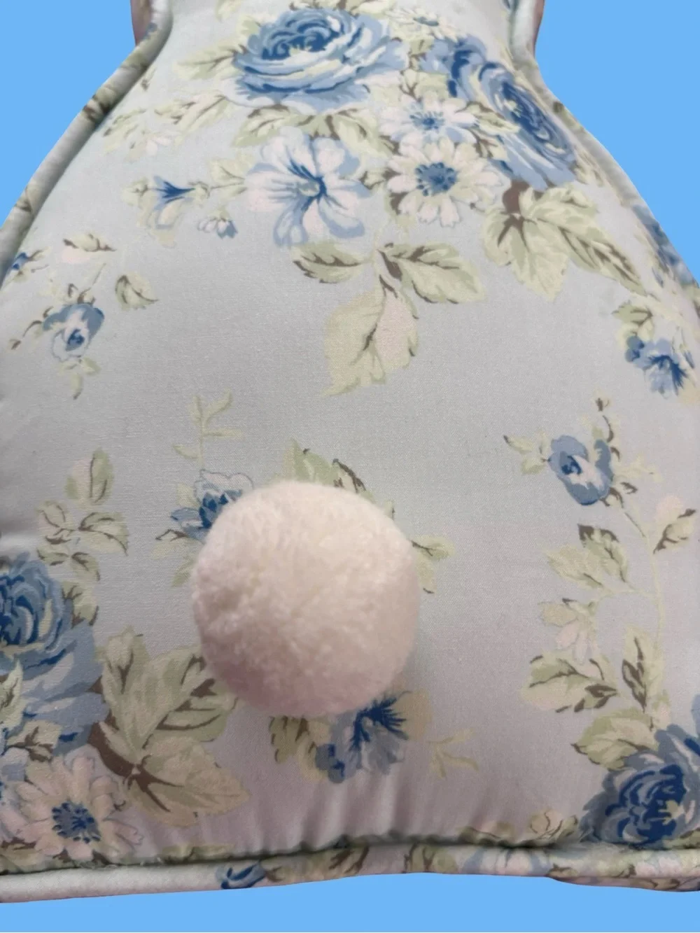 Shabby Chic Blue Floral Bunny Accent Pillow